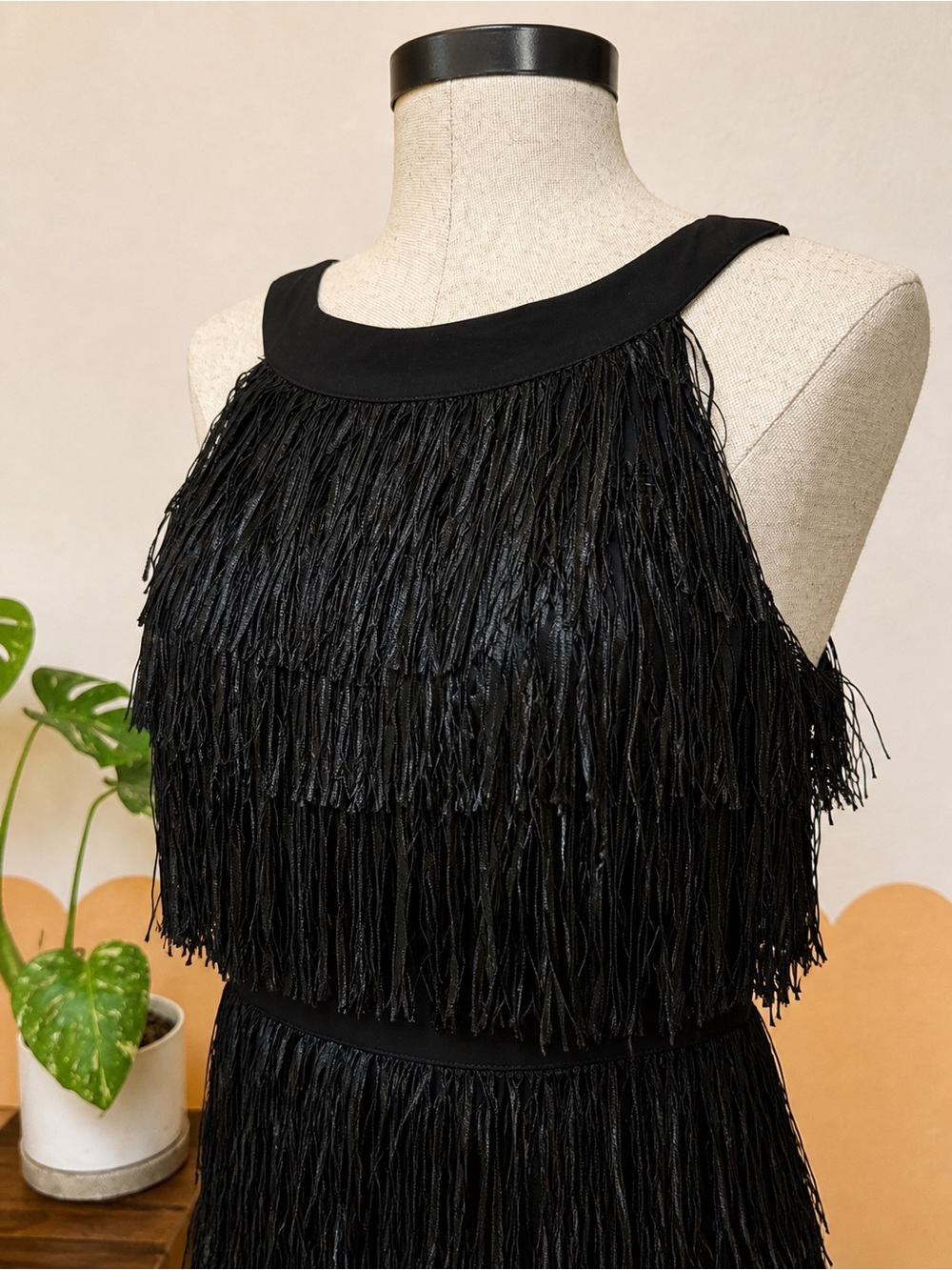 Point Black Fringe Mini Dress, Flapper - Picture 4 of 6